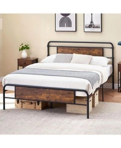 Gaomon Bed Frame 13 Inch Metal Platform Bed Frame With Wood Headboard No Box Spring Needed Heavy Duty Feet Easy Assembly