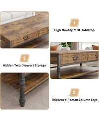 gaomon 41" Coffee Table with 2 Storage Drawers