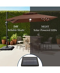 Best Choice Products 12x12ft 2-Tier Square Outdoor Solar Led Cantilever Umbrella w/ 360-Rotating Base –