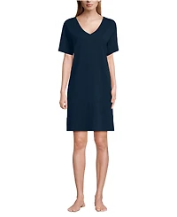 Lands' End Women's Cotton Interlock Relaxed Above the Knee Nightgown