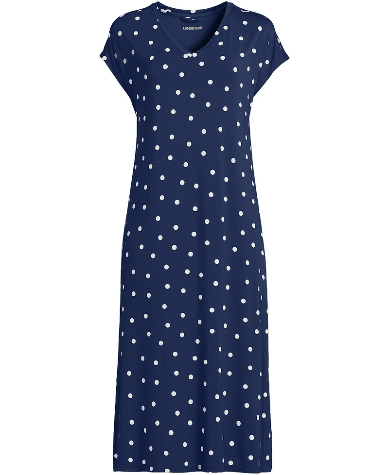 Lands' End Women's Cooling Cap Sleeve Midi Nightgown