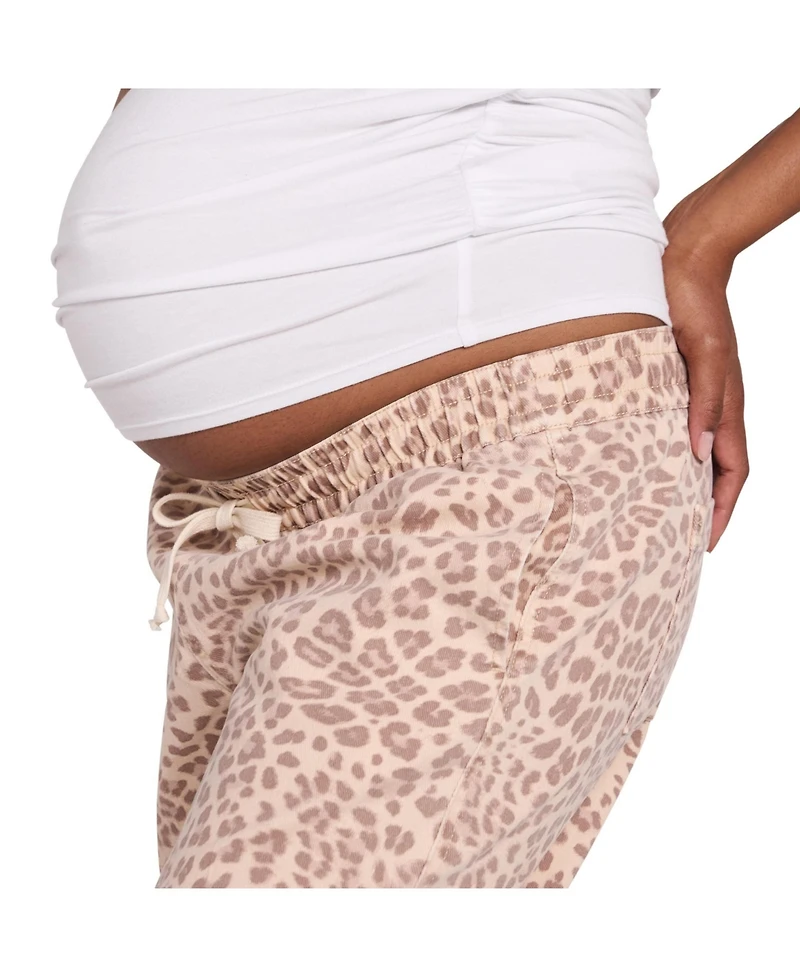 Motherhood Maternity Women's Under the Belly Tie Waist Denim Wide Leg Pant