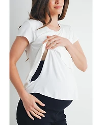 Hello Miz Women's Maternity Scoop-Neck Short-Sleeve Nursing T-Shirt