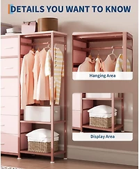 gaomon Large Clothes Storage Rack 16-Drawer & 2-Tier Shelves - Space Saving Freestanding Wardrobe for Small Bedroom/Apartment | No Assembly Needed