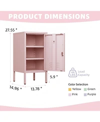 gaomon Metal Locker Nightstand with Door & Shelf, Modern Steel Bedside Storage Cabinet