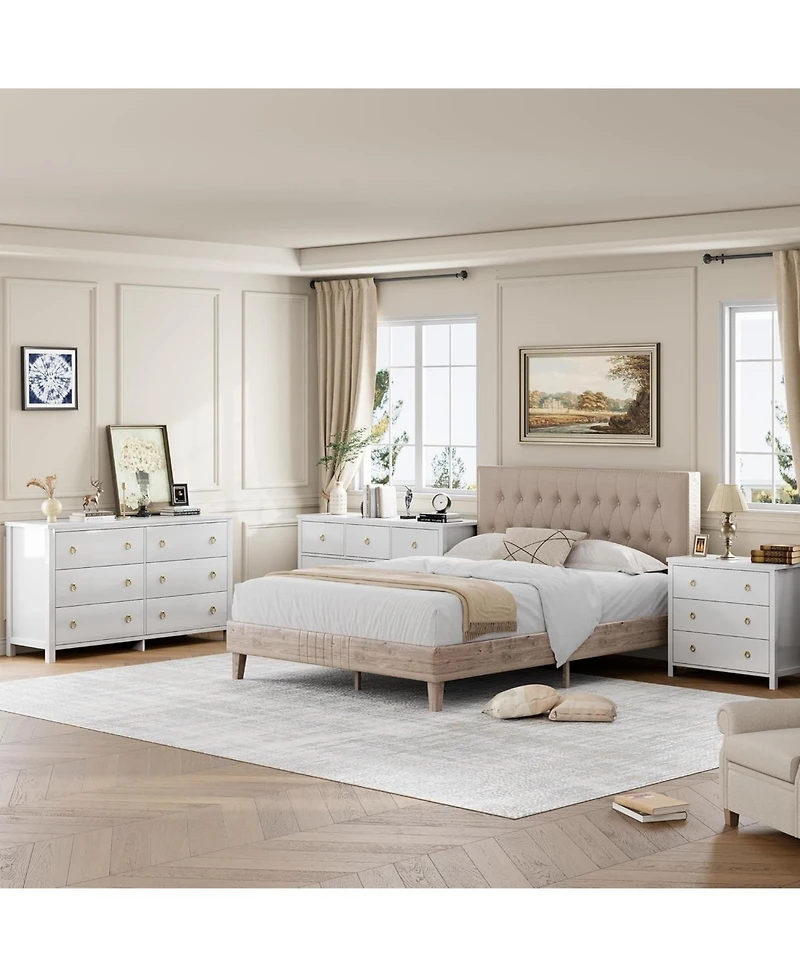 gaomon 6 Dresser for Bedroom, Modern Wide Drawer Dresser with Storage, Wooden Closet Dressers Chest of Drawers Freestanding