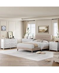 gaomon 6 Dresser for Bedroom, Modern Wide Drawer Dresser with Storage, Wooden Closet Dressers Chest of Drawers Freestanding