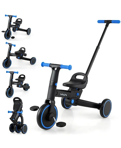 Mecale 4-in-1 Foldable Toddler Tricycle with Push Handle with Adjustable Seat