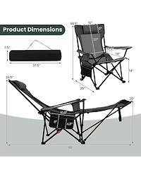 Mecale Reclining Camping Chair with Removable Footrest and Adjustable Backrest, Portable