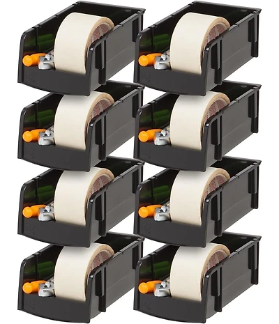 Iris Usa Stackable Bins, Plastic Front Shelf Bin Storage Organizer, Craft Supplies, Small Parts, Nuts and Bolts, 8Pk