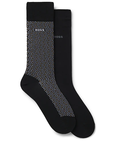 Hugo Boss Men's Cube Pattern Socks, 2-Pack
