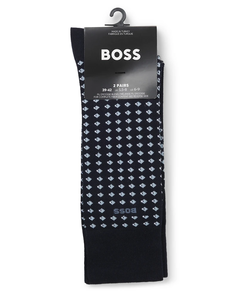 Hugo Boss Men's Mini Pattern Line and Dots Socks, 2-Pack