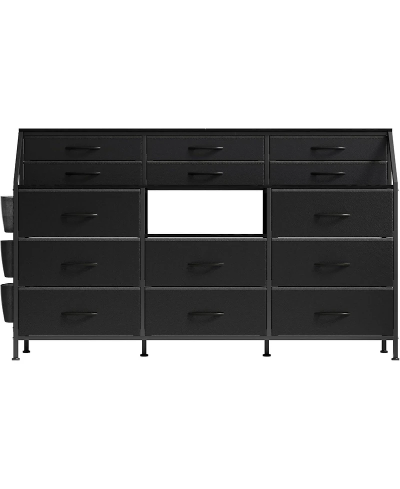 gaomon Drawer Fabric Dresser for Bedroom, Large Dresser with 2 Shelves & Wood Top, Dressers & Chests of Drawers