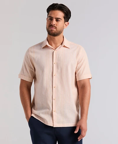 Cubavera Men's Engineered Striped Short-Sleeve Shirt