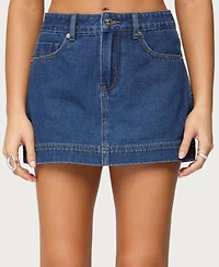 Edikted Women's Felica High Rise Denim Mini Skort