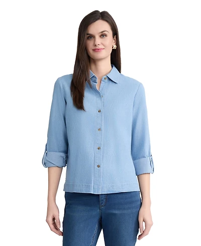 Jones New York Petite Long-Sleeve Button-Down Shirt