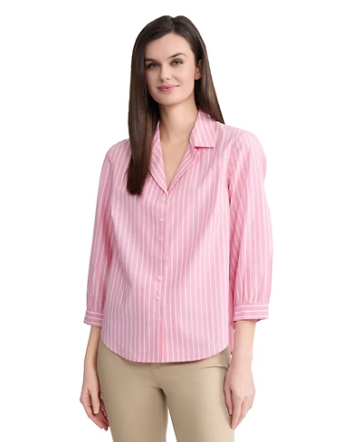 Jones New York Petite Button Front Collared Top