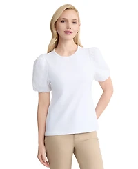 Jones New York Petite Eyelet Sleeve Crewneck T-Shirt