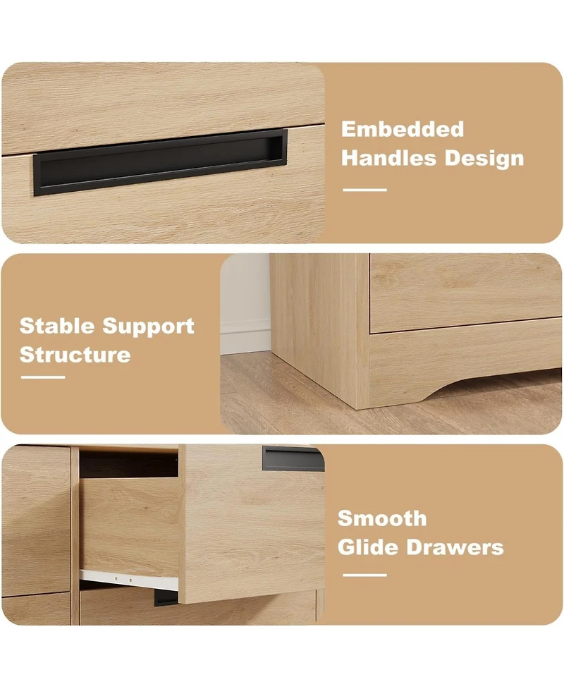 "Gaomon 4 drawer wood dresser with embedded handles—sturdy storage for bedroom or living room."