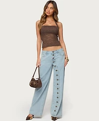 Edikted Women's Zolah Lace Straight Neck Halter Top