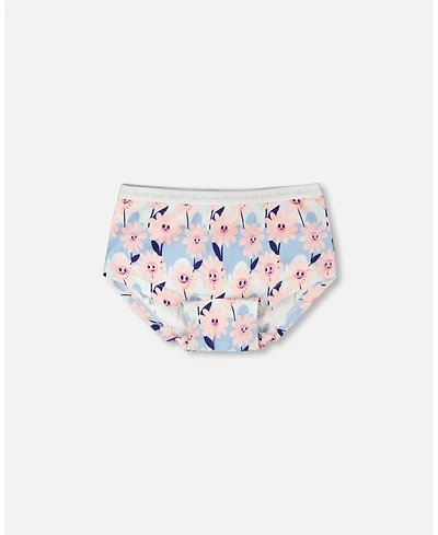 Deux par Girl Cotton Boyshort Panty Smiling Flower Print