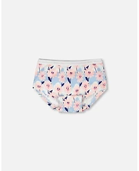 Deux par Girl Cotton Boyshort Panty Smiling Flower Print