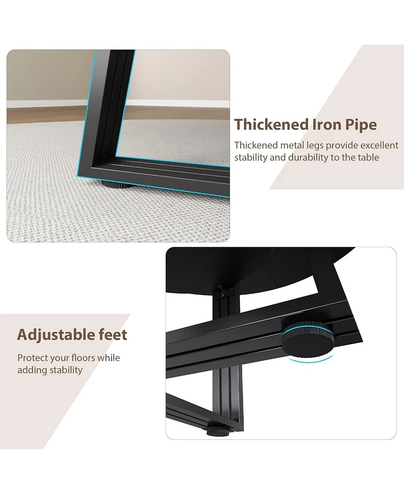 gaomon Round Dining Table for 4-6, 47.2" Farmhouse Kitchen with Storage, Circle Dinner Tables Kitchen, Room, Living Room