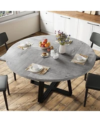 gaomon Round Dining Table for 4-6, 47.2" Farmhouse Kitchen with Storage, Circle Dinner Tables Kitchen, Room, Living Room