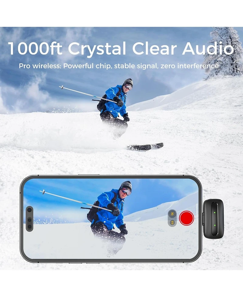 Ipason Wireless Lavalier Mic: 24GHz, Noise Canceling, 40H Case iPhone/Android/Usb-c Perfect for Vlogs & Video