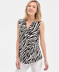 Jm Collection Petite Lush Zebra Printed V-Neck Knit Top, Macy's Exclusive