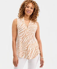 Jm Collection Women's Printed Sleeveless V-Neck Knit Top, Macy's Exclusive