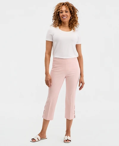Jm Collection Women's Side Lace-Up Pull-On Capri Pants, Created for Macy's