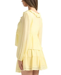 Bcx Women's Textured Long-Sleeve Peplum Top