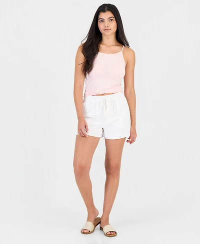 Celebrity Pink Juniors' Cotton Bow-Embroidered Drawstring Shorts