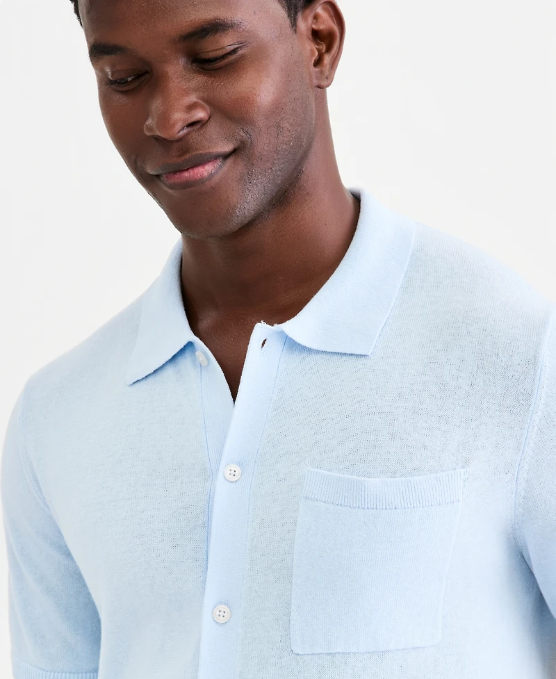 Club Room Men's Short-Sleeve Linen and Cotton Button Sweater Polo Shirt, Macy's Exclusive