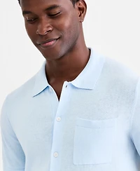 Club Room Men's Short-Sleeve Linen and Cotton Button Sweater Polo Shirt, Macy's Exclusive