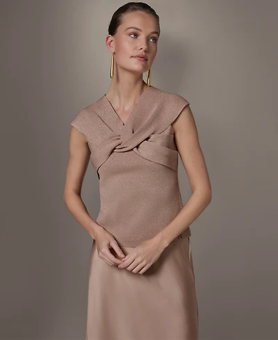 Donna Karan New York Women's Criss Cross V-Neck Sweater