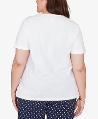 Alfred Dunner Plus Port Side Layered Dot Square Neck Top