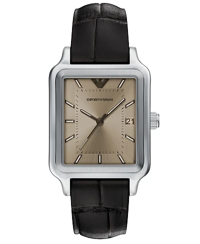 Emporio Armani Men's Quartz Three-Hand Brown Leather Watch, 36mm