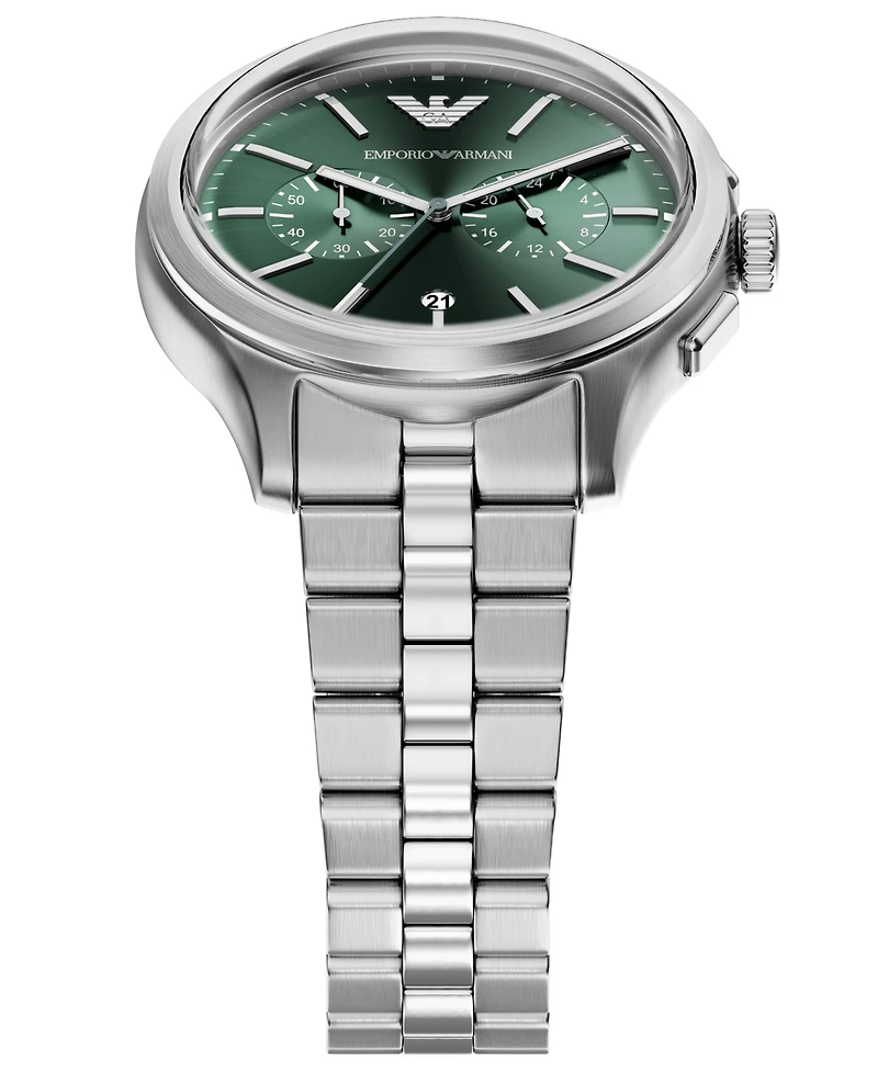 Emporio Armani Men's Quartz Chronograph Silver Stainless Steel Watch, 42mm