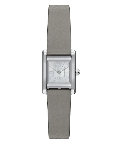 Emporio Armani Women's Quartz Two-Hand Gray Leather Watch, 26mm