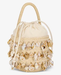 I.n.c. International Concepts Shell Embellished Straw Bucket Bag, Macy's Exclusive
