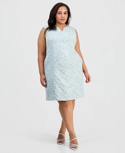 Connected Plus Cloquet Cutout-Neck Sheath Dress