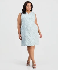 Connected Plus Cloquet Cutout-Neck Sheath Dress