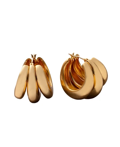 Donna Karan Gold-Tone Molten Multi-Row Hoop Earrings