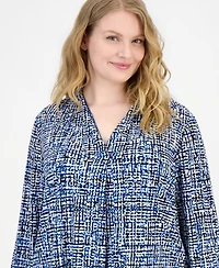 Anne Klein Essentials Plus Pleated 3/4-Sleeve Top