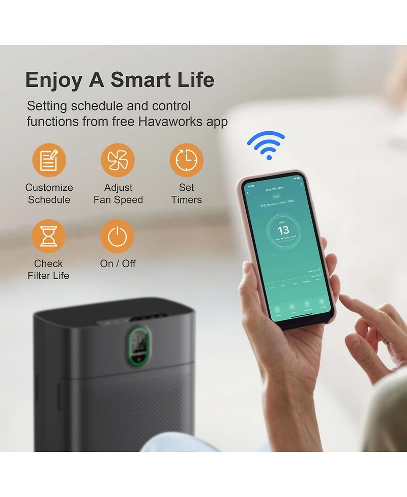 Morento Smart Air Purifier for home Large Rooms up to 1076 ft² Wi-Fi and Alexa compatible PM2.5 Quality Display Quiet Mode 24dB Hepa Filter Remove