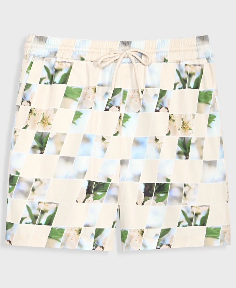 Mode of One Men's Floral Blocks 6-1/2" Pull-On Shorts, Macy's Exclusive