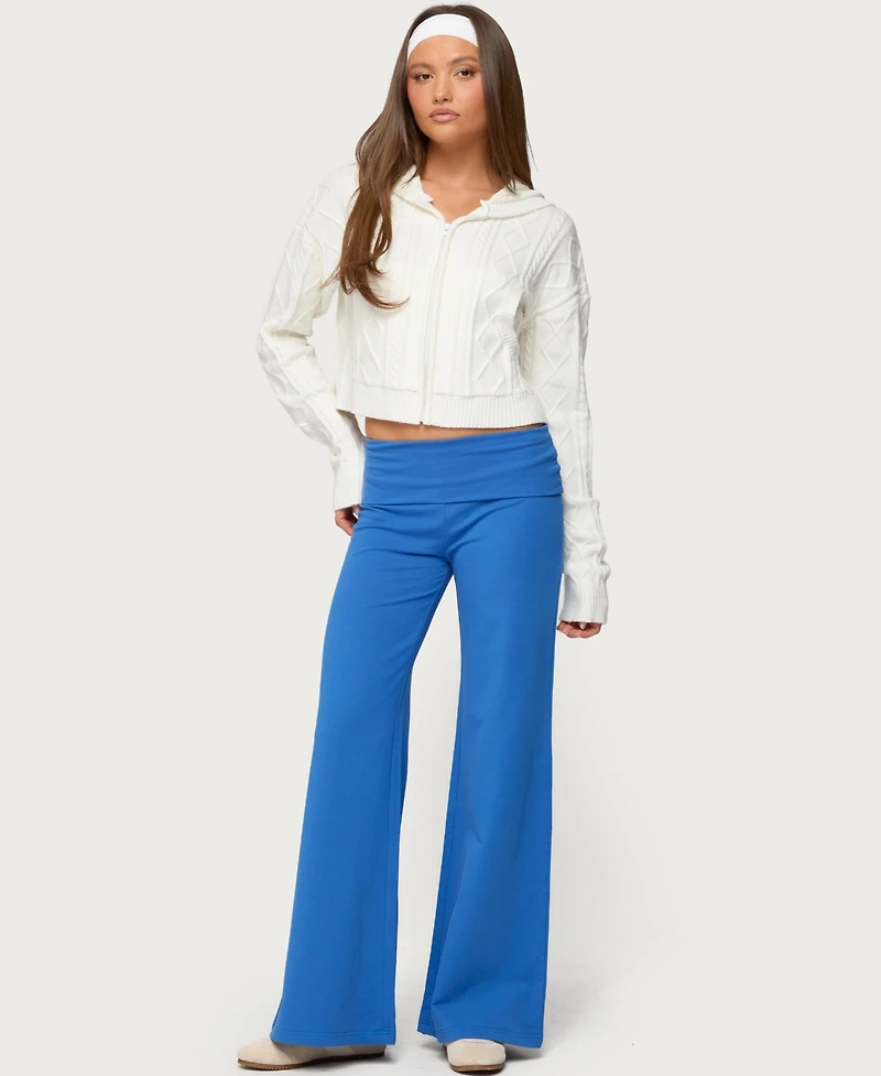 Edikted Women's Wide Leg Fold Over Pants