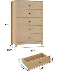 gaomon 5 Drawer Dresser for Bedroom – Modern Simply Chest of Drawers, Wood Storage Dresser with Deep Drawers for Living Room, Hallway, Entryway